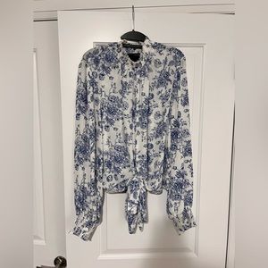 MAISON CINQCENT Womens Floral Tie Blouse